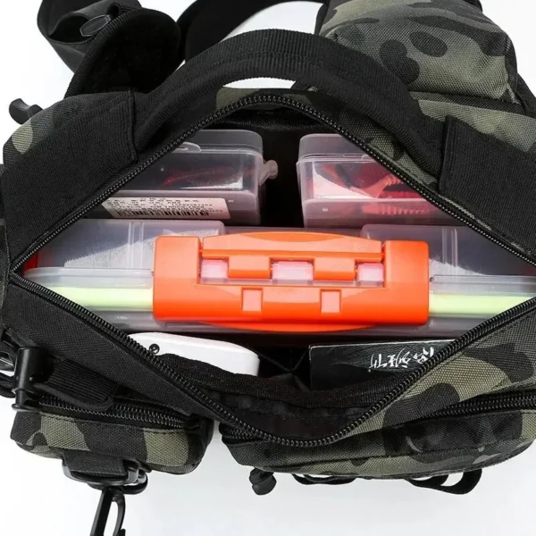 Fishing Tackle Backpack Lure Box Gear Storage Bag Fanny Pack for Men Fly Fishing Backpack with Rod Holder Sling Shoulder Bag - Image 4